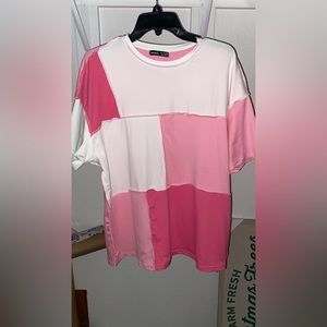 Shein Pink patched shirt